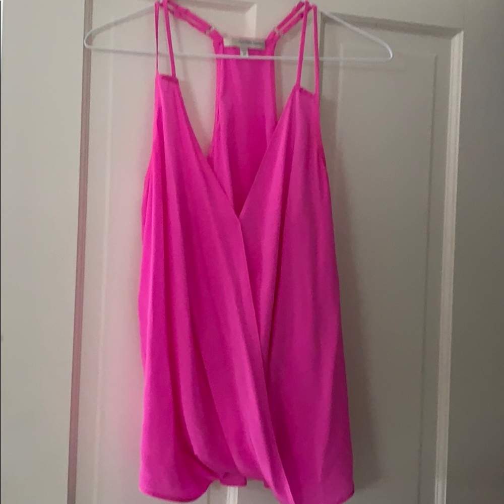 Lavender Brown Fuchsia Silk Crossfront Tank